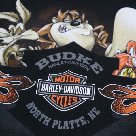 00s USA製 Harley Davidson タズ ルーニーテューンズ Tシャツ M ハーレーダビッドソン ロゴ Looney Tunes ヴィンテージ _画像7