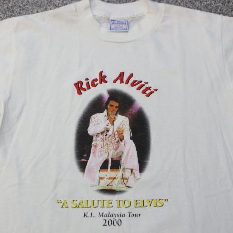 2000 USA製 Rick Alviti エルヴィス プレスリー Tシャツ M ホワイト Elvis Presley トリビュート バンド ロック バンT 00s ヴィンテージ_画像1