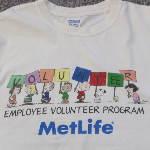 SNOOPY スヌーピー × MetLife Tシャツ L PEANUTS メットライフ 生命 Employee Volunteer 企業 ロゴ チャーリーブラウン キャラクター