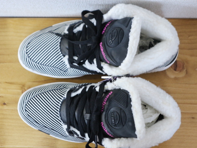  новый товар Reebok PUMP OMNI LITE × KANAE artist+ US11 29cm боа белый чёрный полоса Reebok Pump - ikatto спортивные туфли 