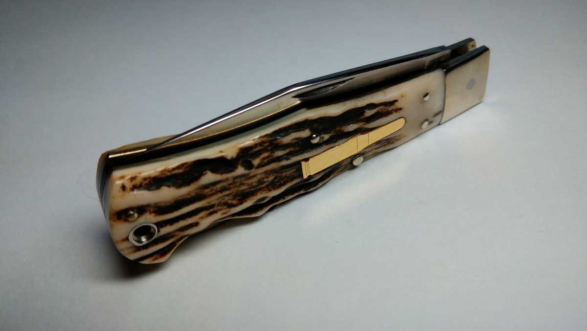 女性に人気！ 藤本保広作　レミントンナイフ　味わいのあるスタッグ ハンティングナイフ、狩猟刀