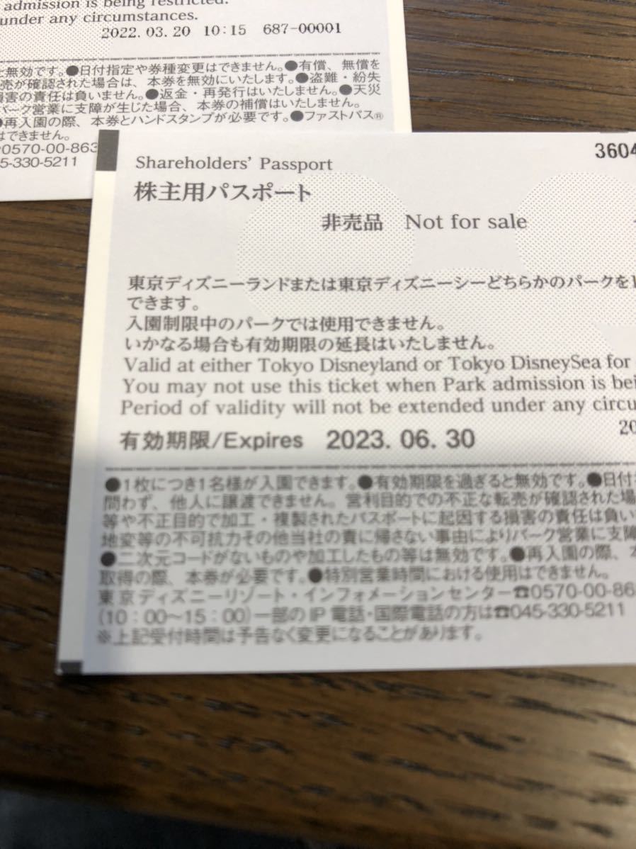 東京ディズニーリゾート ディズニーシー ディズニーチケット チケット2枚　株主優待_画像2