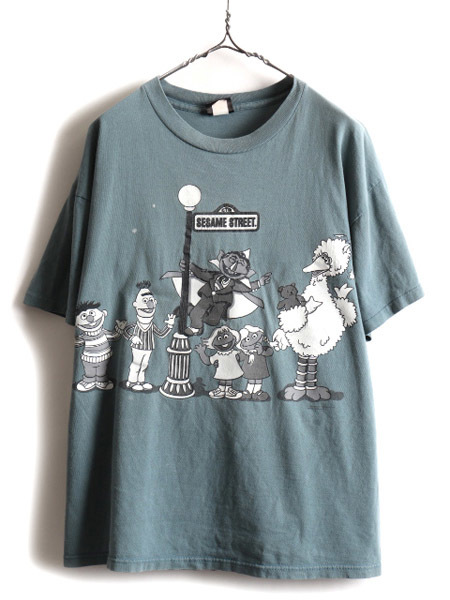 リアル 90s 青灰 アメコミ アニメ STREET SESAME 90年代 古着 ) L