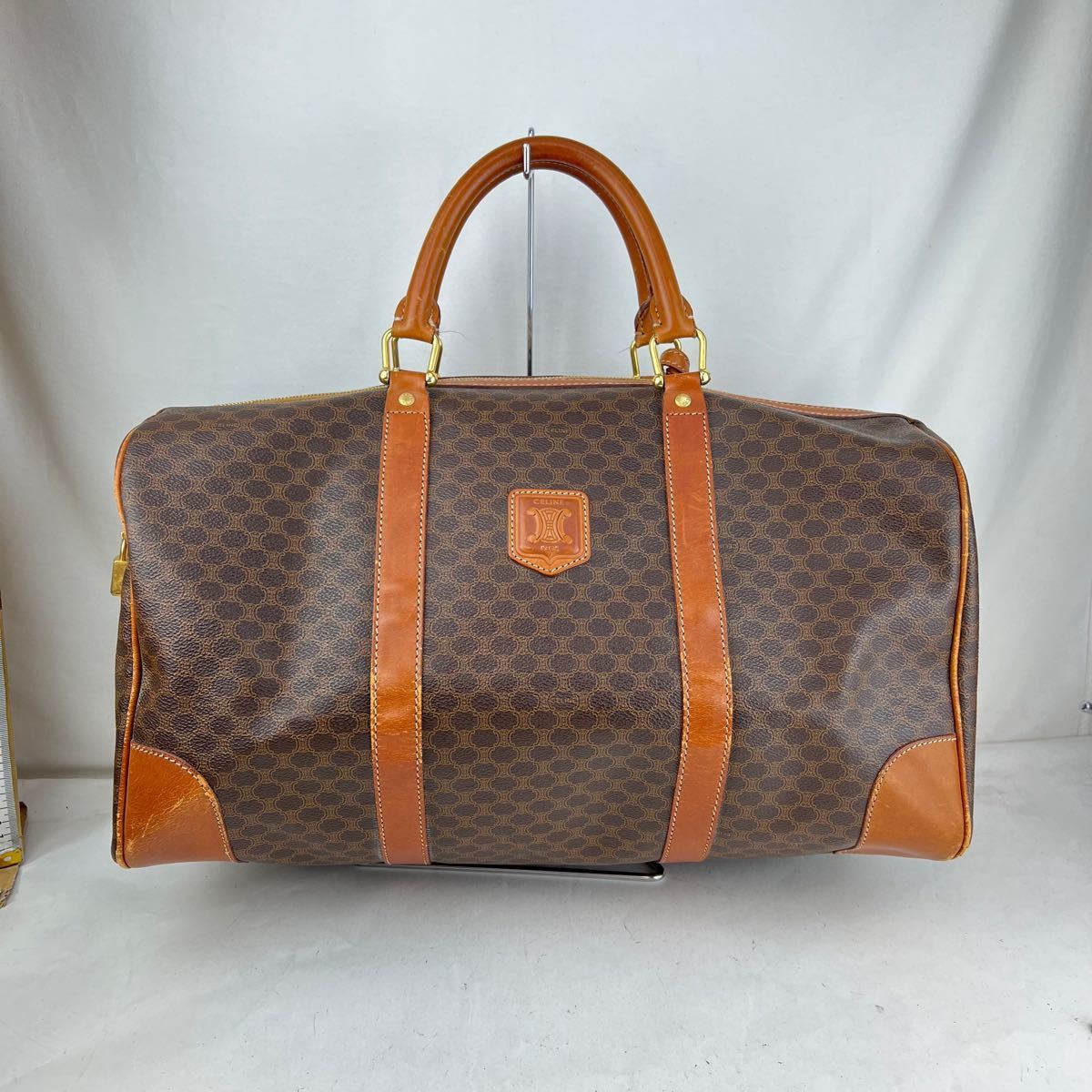 CELINE】セリーヌ マカダム柄 ボストンバッグ ブラウン レディース