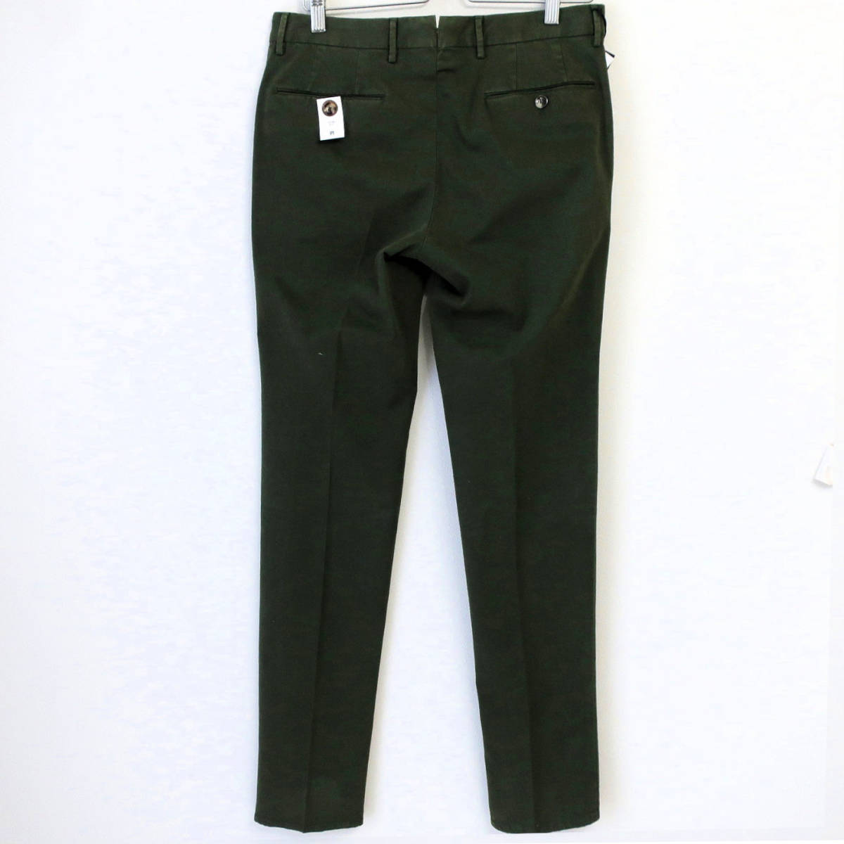  new goods PT TORINO Italian beautiful legs slim thin stretch chinos cotton pants PT01 weave pattern green green men's 54 3XL size unused 