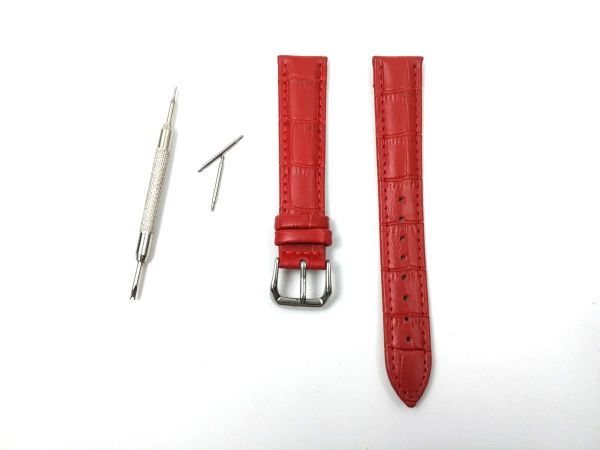 Замена часов ремень кроко нажимает подлинный кожаный пружинный стержень с инструментом 18 мм красный