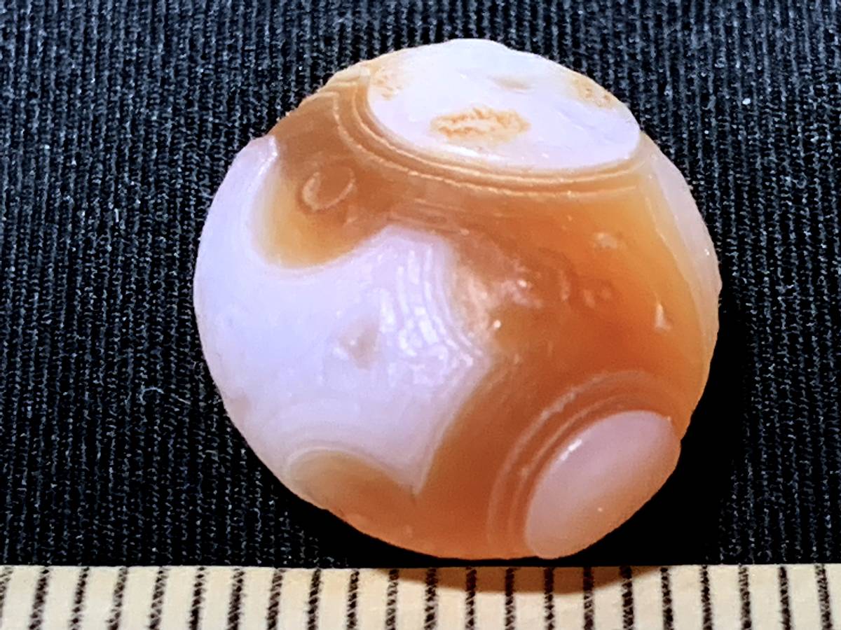 オレンジの小さな内蒙古瑪瑙・眼睛石 6・3g（中国産鉱物標本）の画像2