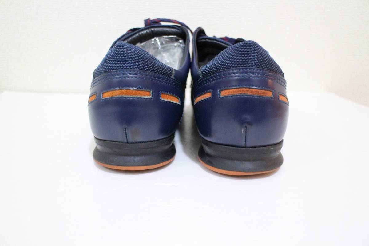 即決 LANVIN en Bleu ランバン レザー使い お洒落 スニーカー 25.5 紺 靴 シューズ メンズ #749054_画像4