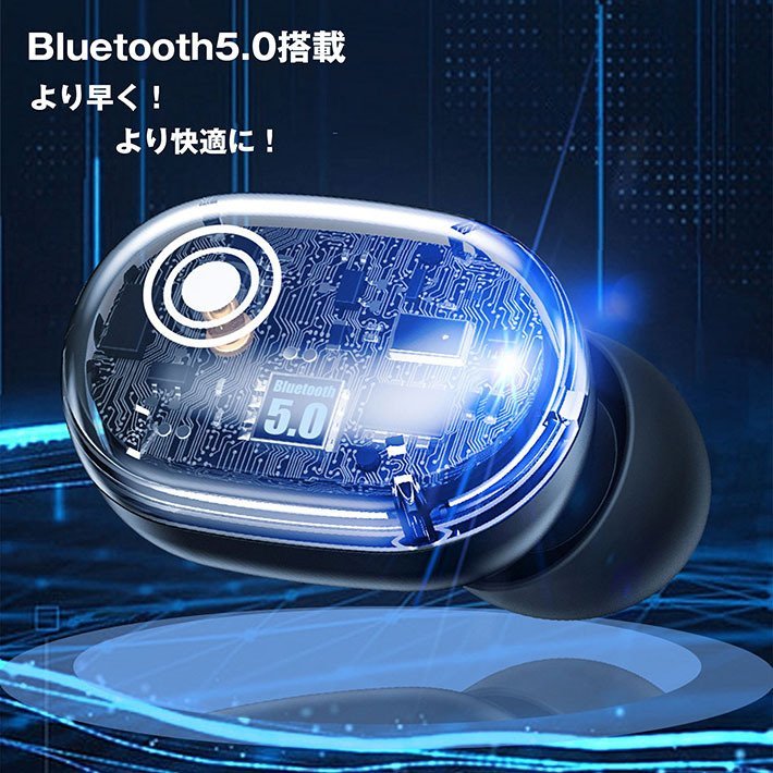 ワイヤレスイヤホン ワイヤレス スポーツ Bluetooth5.1 マイク 左右兼用 片耳 高音質 iPhone android 7987959 ブルー 新品 1円 スタート_画像8