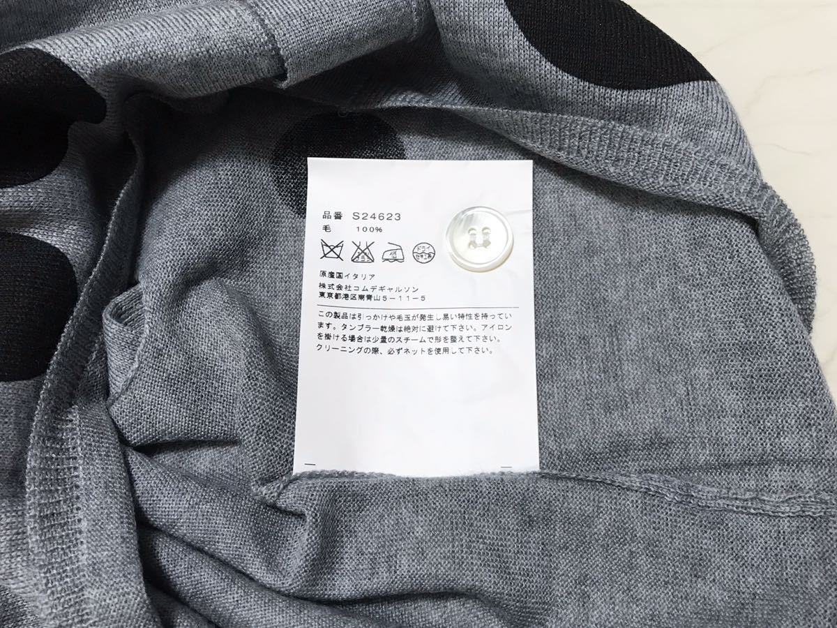 COMME des GARCONS SHIRT カットアウト カーディガン S Gray コムデギャルソンシャツ 水玉 ニット カーディガン L/S カットソー 長袖シャツ_画像9