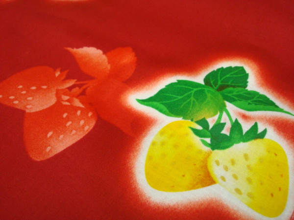  Junior * strawberry * flat woven yukata / red 140[ new goods ]