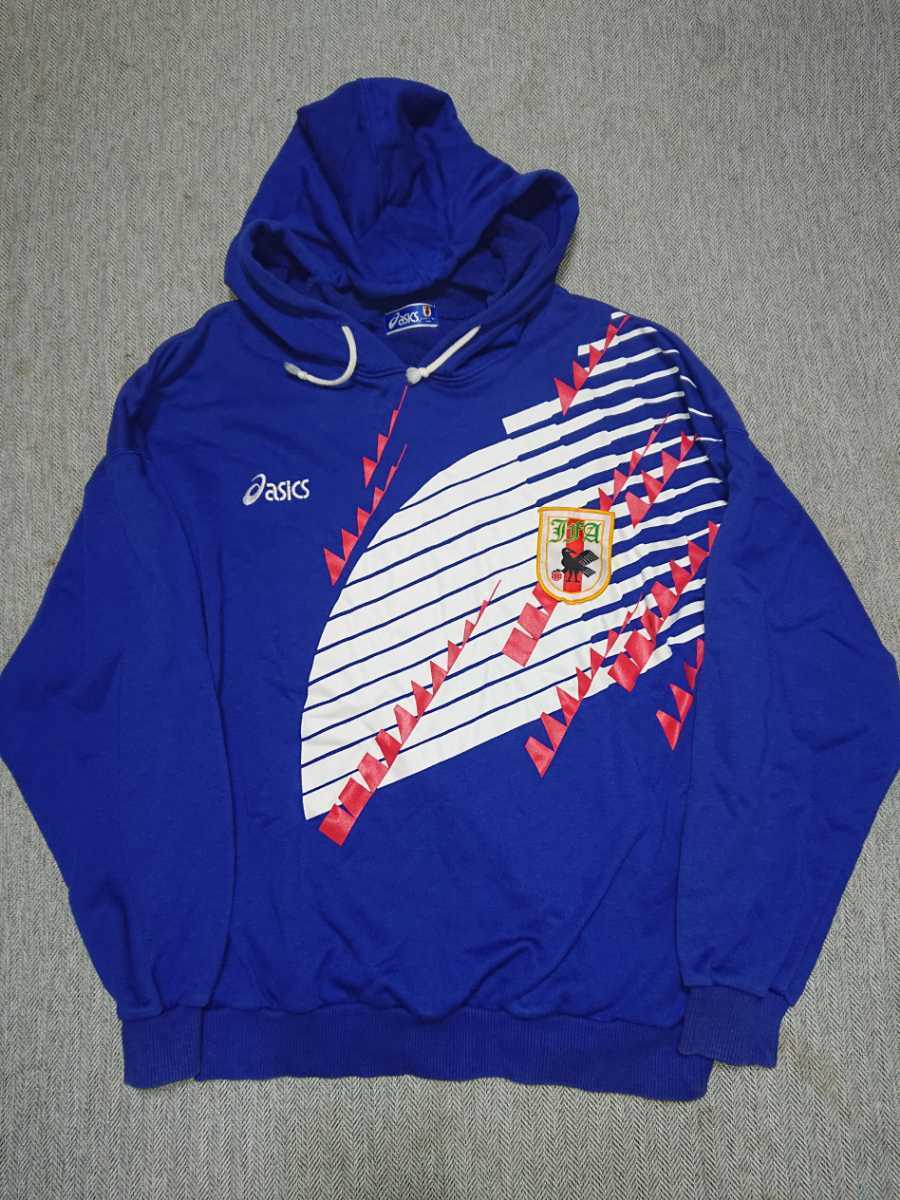 90s】アシックス サッカー 日本代表 ドーハ パーカー メンズ L ブルー