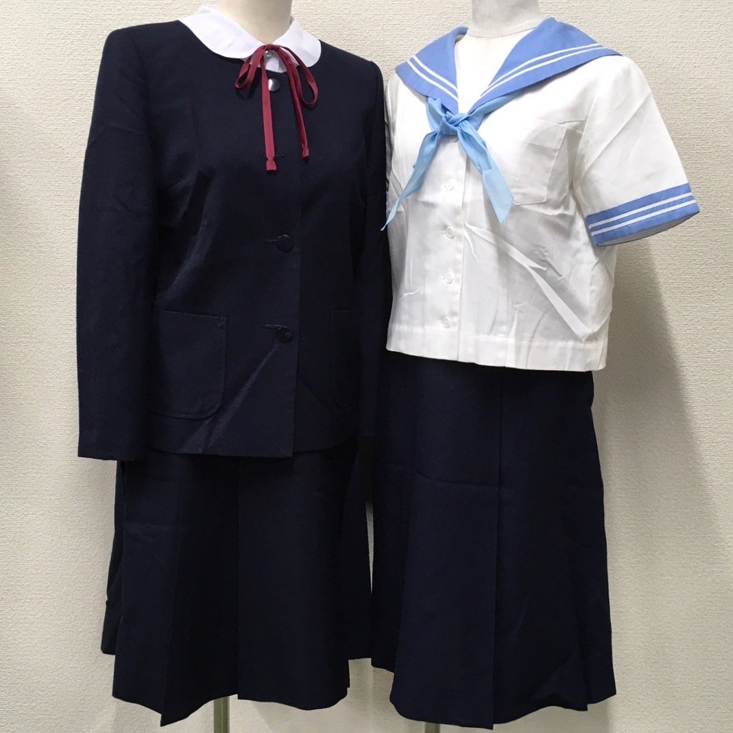 (S)A89()福島県 郡山市立第五中学校(旧制服) 8点セット /11/13/W66/LIVIN/ブレザー/セーラー/スカート/スカーフ/リボン/制服/学生服