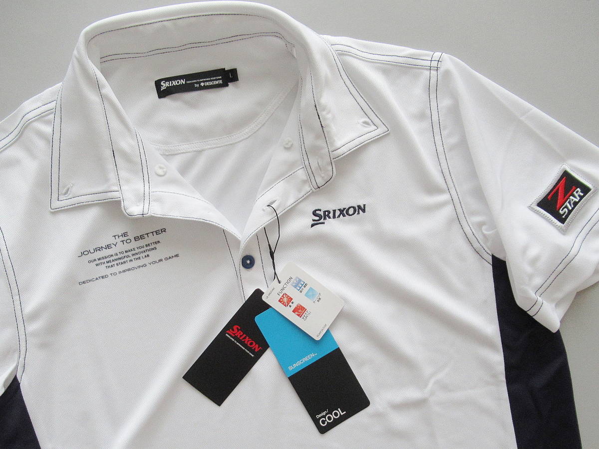 L 新品 スリクソン ゴルフウェア 半袖シャツ COOL 遮熱 吸汗速乾 ホワイト_画像1