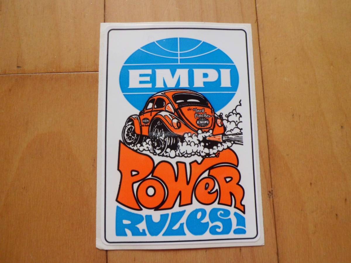 即決 VINTAGE AUTO PARTS STICKER EMPI POWER VW TYPE ビンテージ オート パーツ ステッカー エンピ ワーゲン_画像1