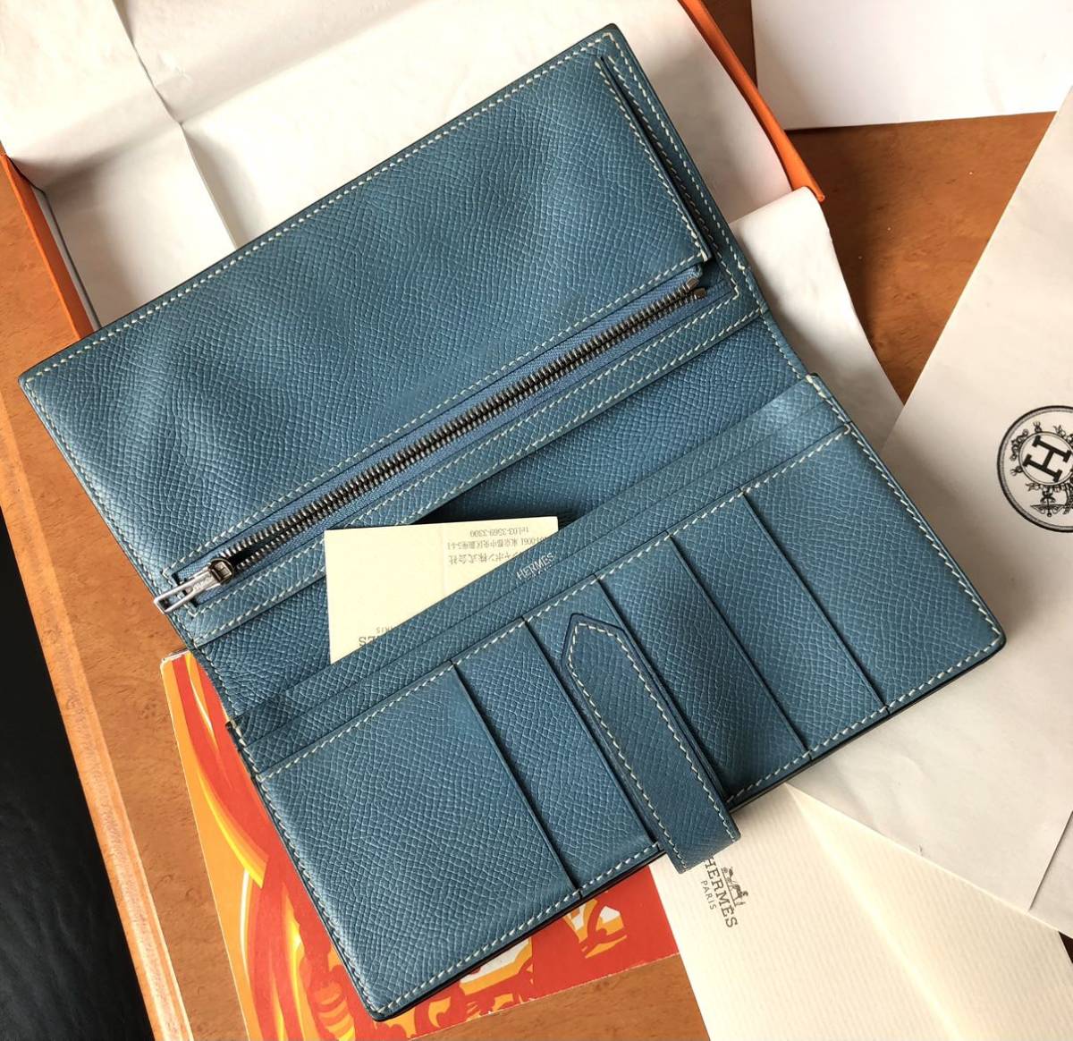 美品!☆エルメス ベアン スフレ マチ ブルージーン 長財布 | www
