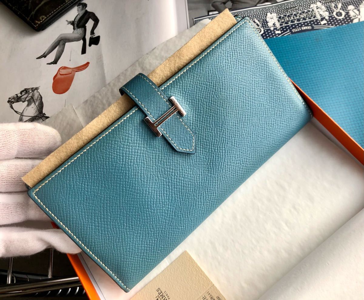 美品!☆エルメス ベアン スフレ マチ ブルージーン 長財布 | www