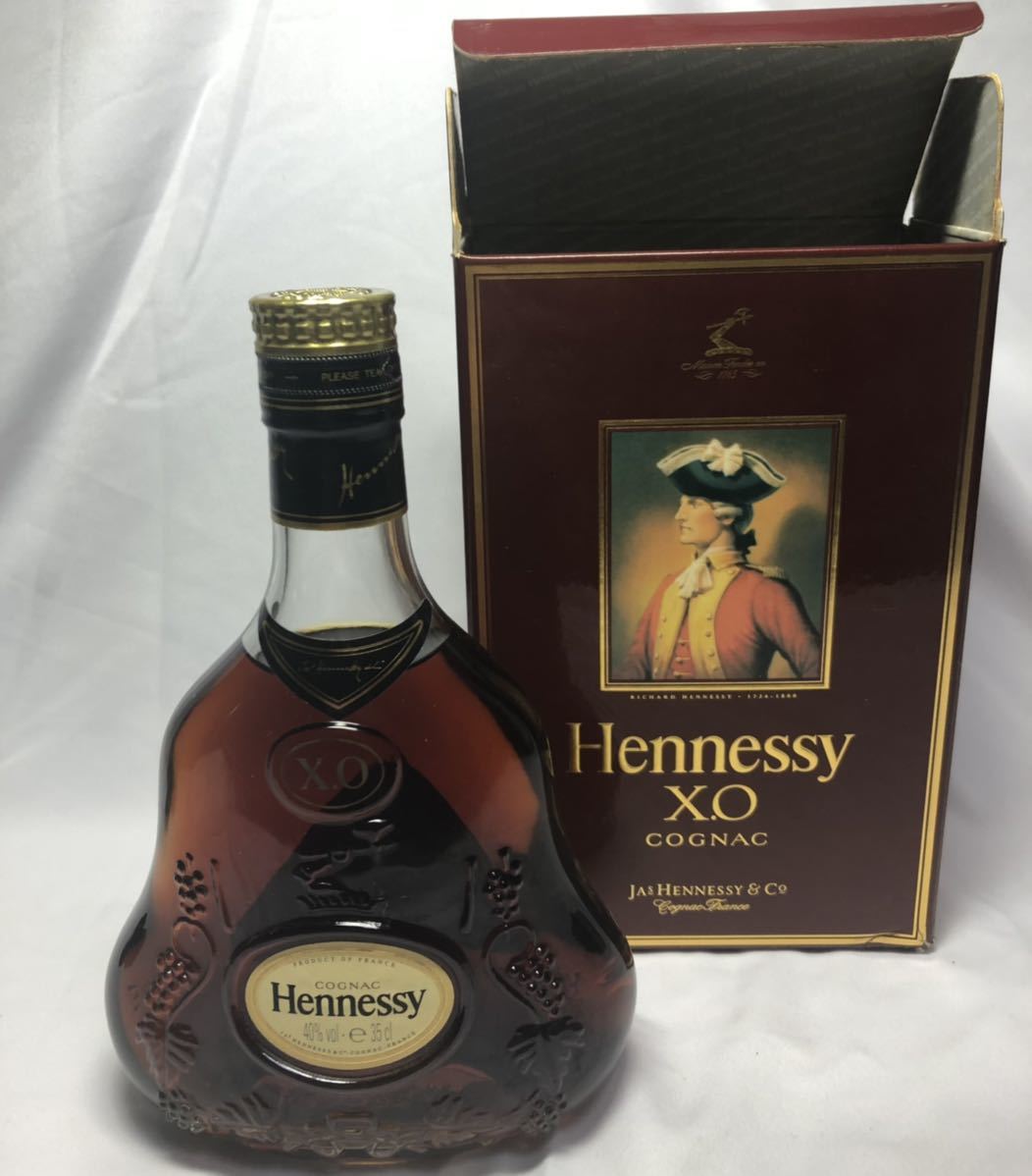 Hennessy ヘネシーXO 古酒 箱付き 金 キャップ クリアボトル 未開栓 ハーフサイズ 350ml - 0