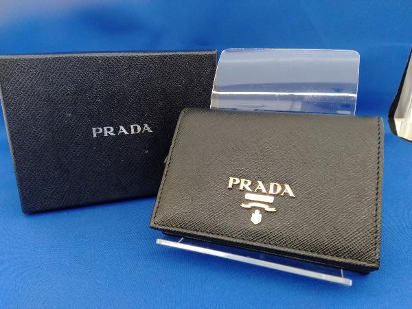 箱あり】PRADA プラダ 1MV021 二つ折り財布 サフィアーノ ブラック