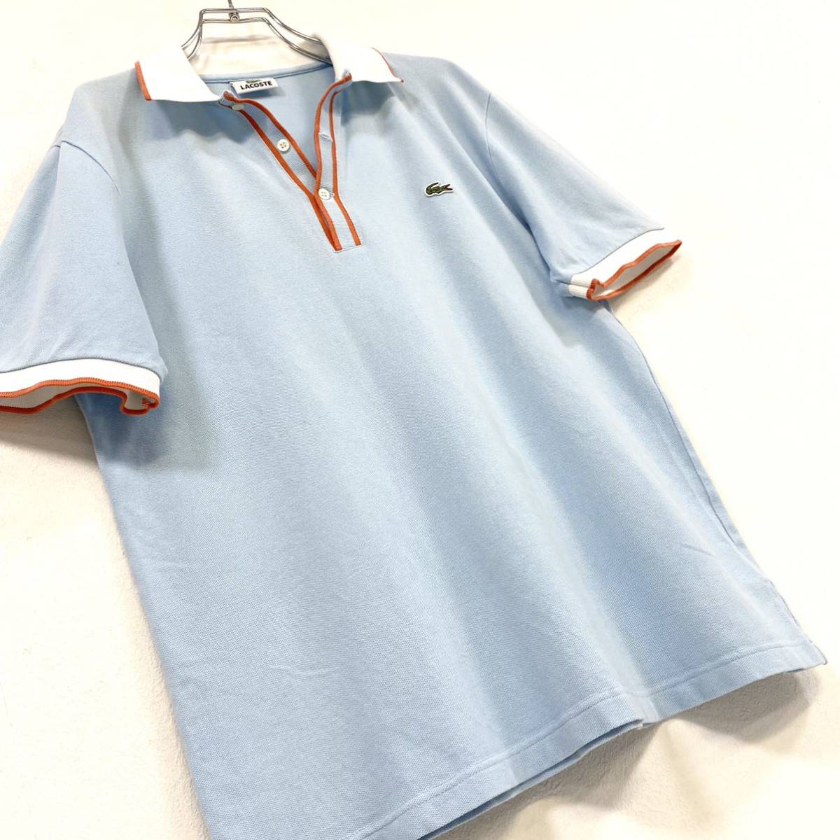 LACOSTE(ラコステ)半袖ポロシャツ ワニロゴ メンズ4 ブルー系/オレンジ