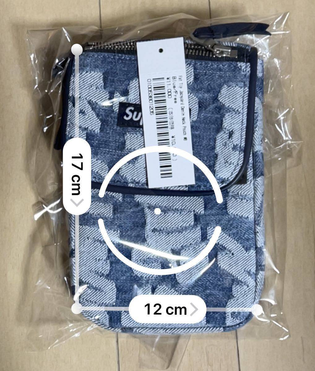 Supreme 22ss fat tip jacquard denim neck pouch Blue 新品ステッカー