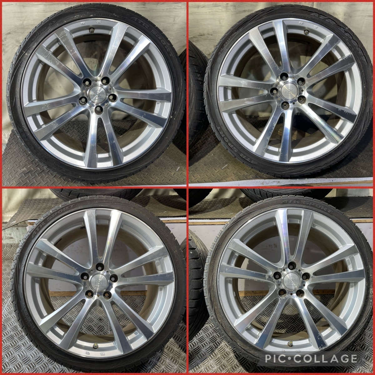 MANARAY SPORT 19インチ 8.5J/9.5J +38/+45 PCD114.3 5H【F:245/35ZR19 R:275/30ZR19】2013/2014年製 4分山 ラジアルタイヤ付4本セット！_画像3