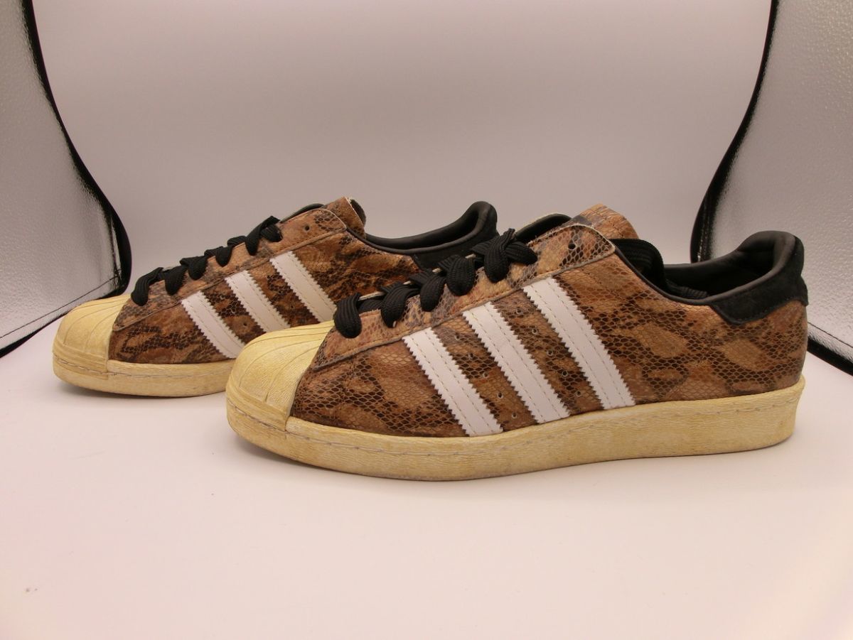 T【ゆ-66】【80サイズ】adidas/SUPERSTAR VINTAGE SNAKE 茶系蛇スネーク/G95847/JP27cm/※使用感有_画像2