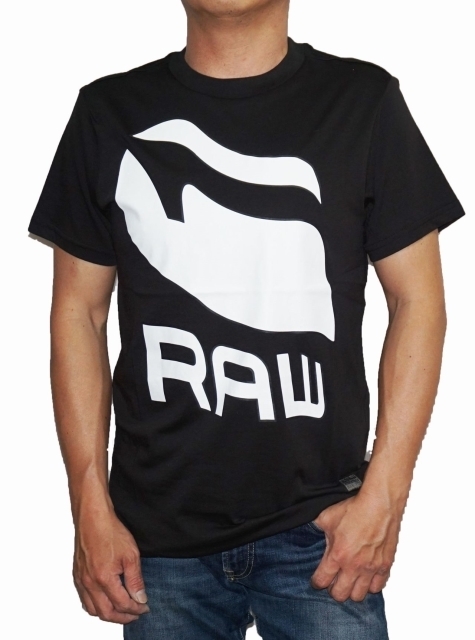 ジースターロウ G-STAR RAW 半袖Tシャツ 黒 D02907 メンズ RAW 夏物 ブラック ロゴ ジースターロゥ 表記サイズXS