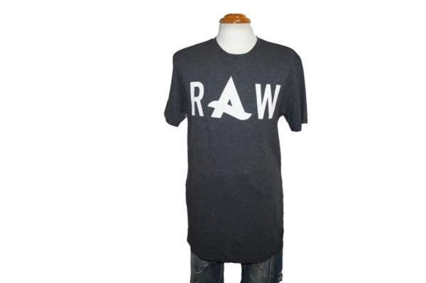 ジースターロウ G-STAR RAW 半袖Tシャツ アフロジャック コラボレーションモデル グレー メンズ 夏物 ロング丈 Afrojack　サイズS