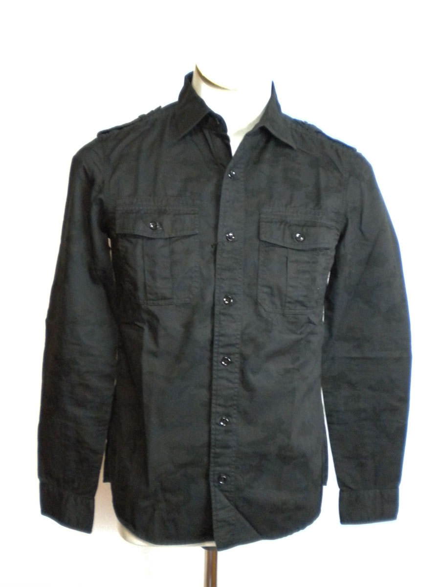  новый товар! * Hamnett HAMNETT рубашка с длинным рукавом чёрный цвет Safari рубашка камуфляж черный мужской весна предмет осень предмет указанный размер M * 20502