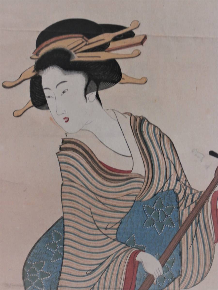 江戸時代 浮世絵師 酔夢亭蕉鹿 美人画 錦絵 浮世絵画 人物画 美術 芸術 浮世絵 酔夢亭蕉鹿 肉筆 紙本 日本画 美人画 江戸時代 古美術