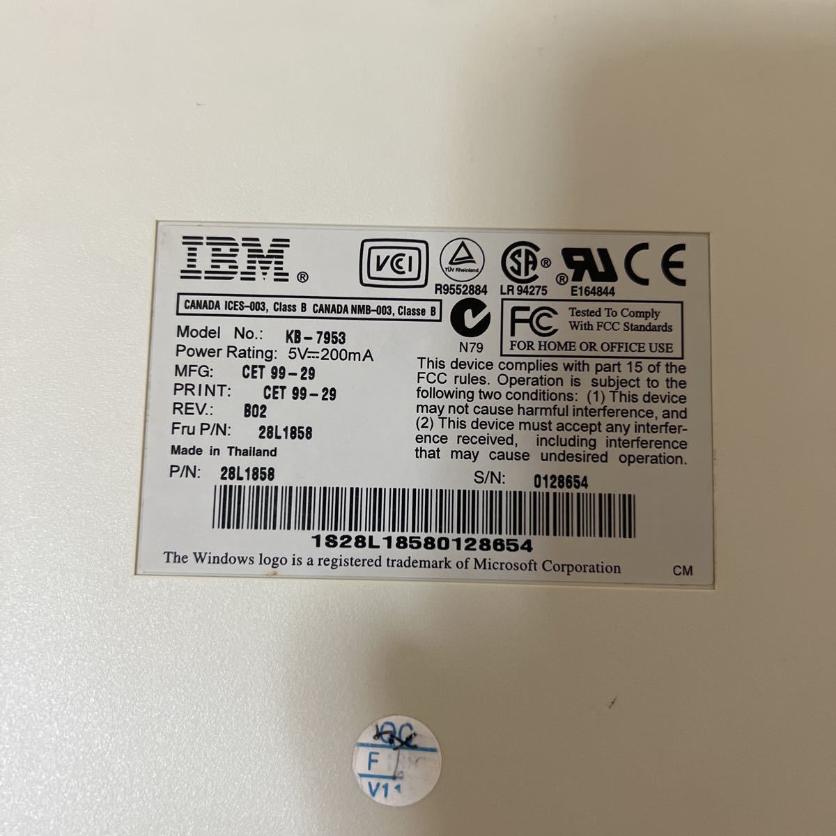 IBM PS/2 キーボード KB-7953 動作品_画像5