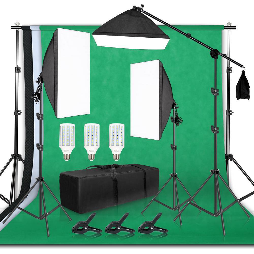 写真撮影の背景フレームサポートソフトボックス照明キット写真スタジオ機器の付属品 3 個と背景と三脚スタンドのサムネイル