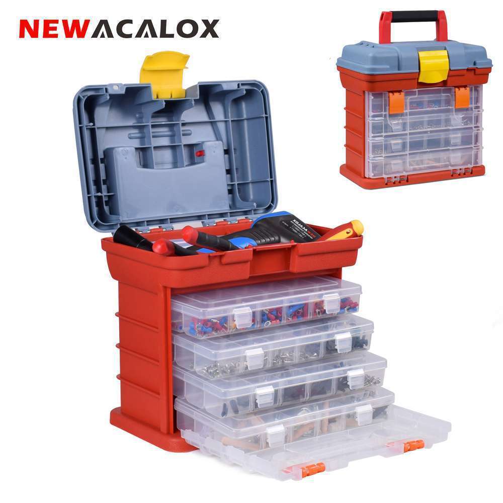 3684 NEWACALOX 屋外ツールケース 4 重層釣具ツールネジハードウェアプラスチック製の収納ボックス