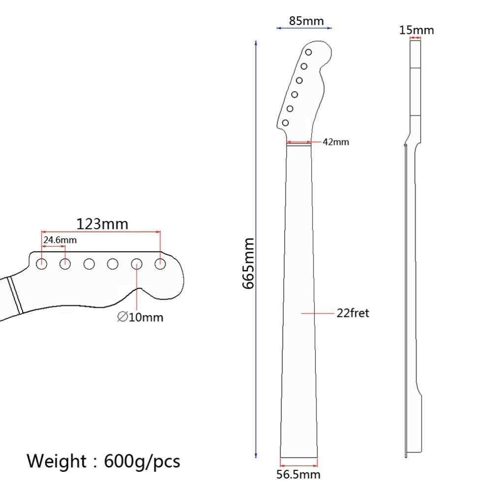 フェンダーテレTL交換部品用　22フレット　メープルウッド　インレイバック　ギターネック ur1047_画像7