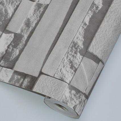 ヴィンテージ 3D 高級 石レンガ 壁紙 クロス 53cm×10m グレー_画像7