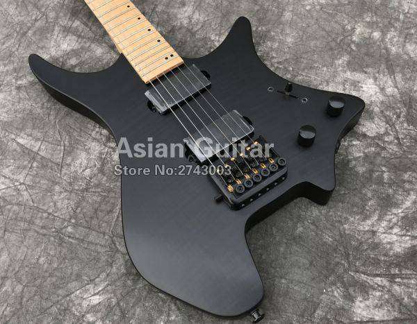 エレキギター 34インチ　本体 ハードウェア ブラック サテン　メープル　ヘッドレス 楽器 バンド_画像2