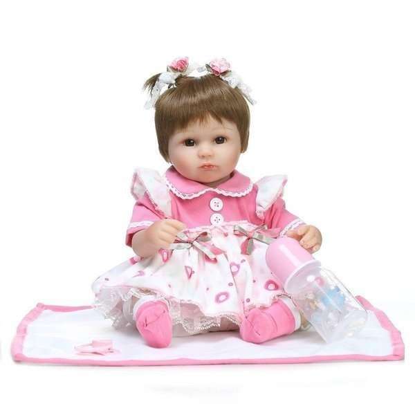 リボーンドール リアル 赤ちゃん人形 トドラードール ベビードール 42cm 高級 かわいい 衣装・おしゃぶり・哺乳瓶付き 二つ結び ba23