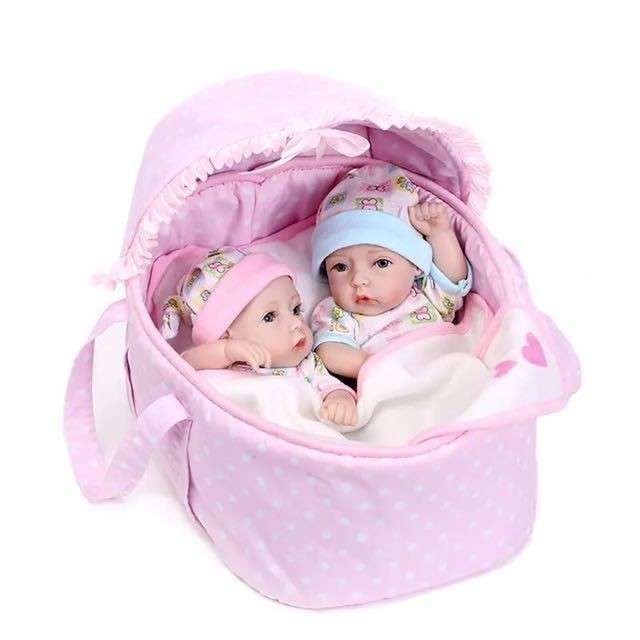 リボーンドール 男女の双子ちゃんセット フルシリコンビニール リアル赤ちゃん人形 ミニサイズ28cm かわいいベビー人形
