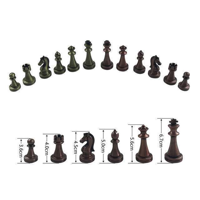 3453 チェスセット チェスボード レトロ クラシック 木製 知的ゲーム チェス盤 チェス駒(合金製)_画像3