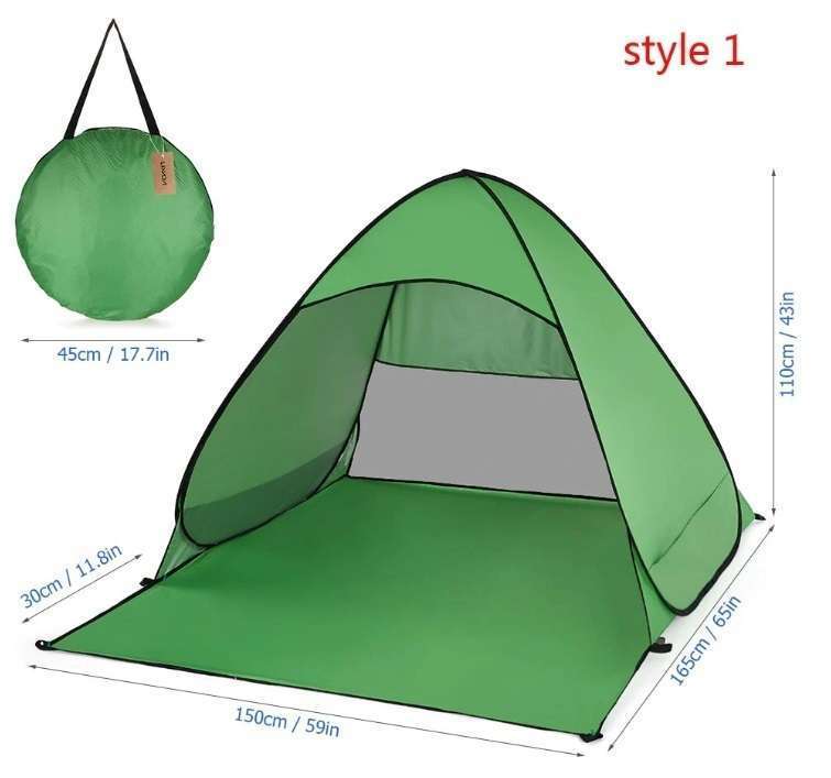 ビーチテント軽量自動UV保護折りたたみ屋外キャンプオープニングテントジッパー式フロントドア2～3人