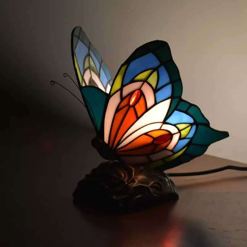  stained glass lamp desk stand mo The ik stain do butterfly hand made antique Vintage tes clamp 