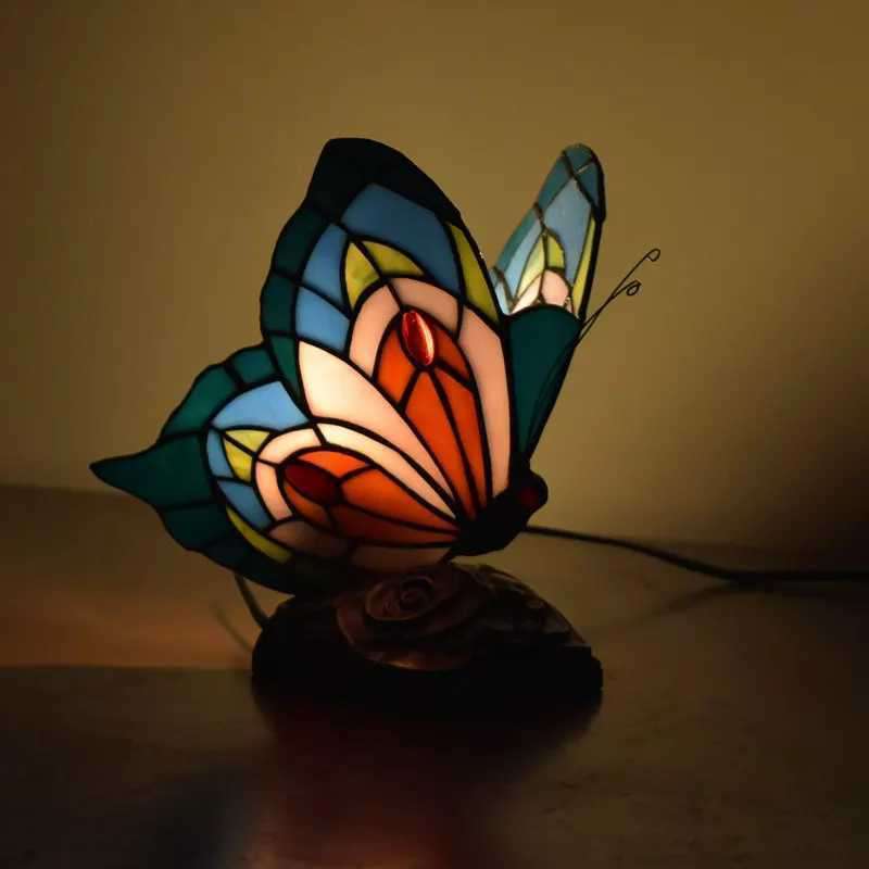  stained glass lamp desk stand mo The ik stain do butterfly hand made antique Vintage tes clamp 
