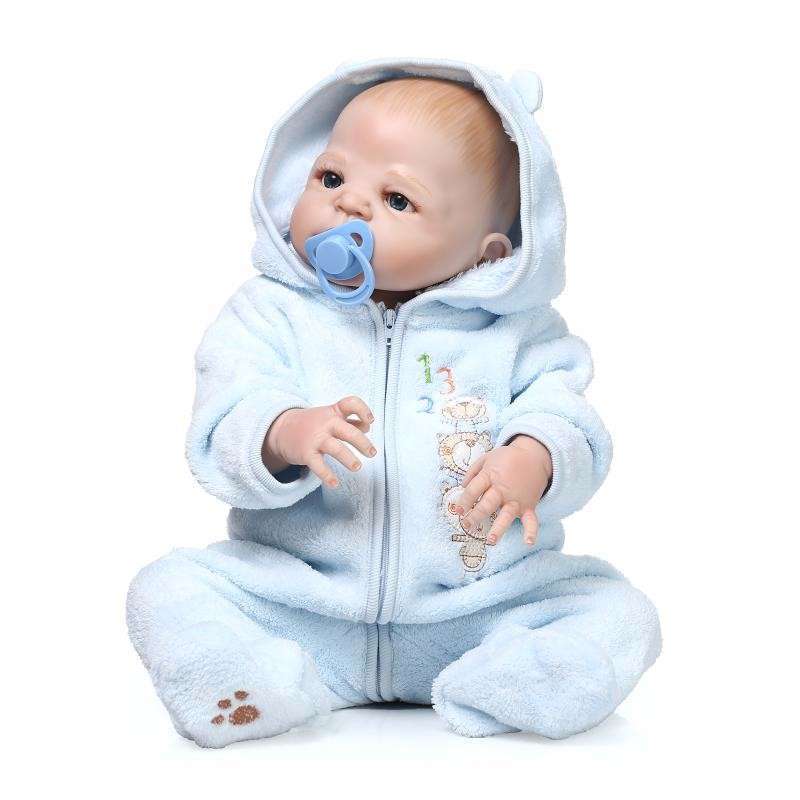 フルシリコン 入浴可 リボーンドール リアル 赤ちゃん人形 トドラードール ベビードール 57cm 洋服付 パジャマ フード ba052