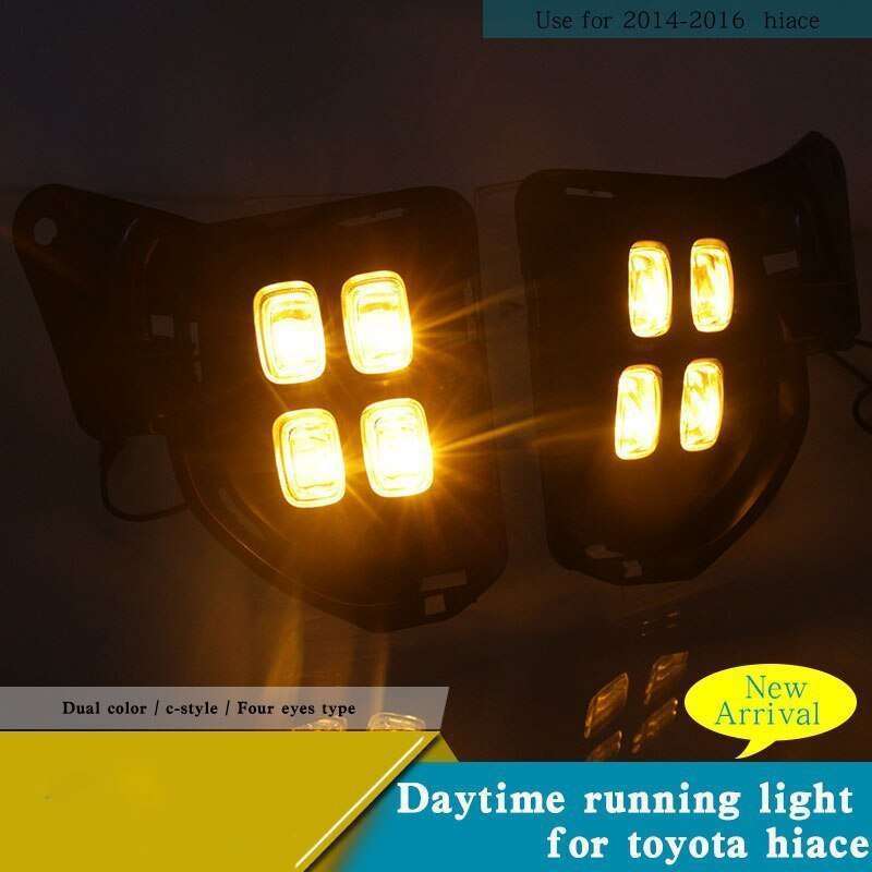 トヨタハイエース2014-16 LED DRLデイタイムランニングライトデイライトフォグイエロー White and yellow_画像4