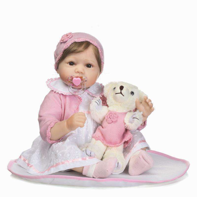 ぬいぐるみ付 リボーンドール リアル 赤ちゃん人形 トドラードール ベビードール 55cm 高級 かわいい 衣装と哺乳瓶・おしゃぶり付 ba59