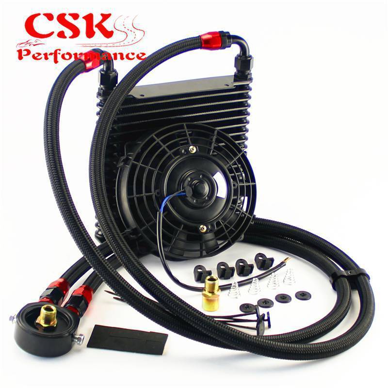 .AN10 32 millimeter meter recommendation oil cooler kit + 7 electric fan truck / race car black 