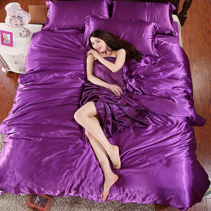 100% original . satin silk bedding set, Home teki style king-size bed set, bedding, futon cover Flat seat pillow cover 