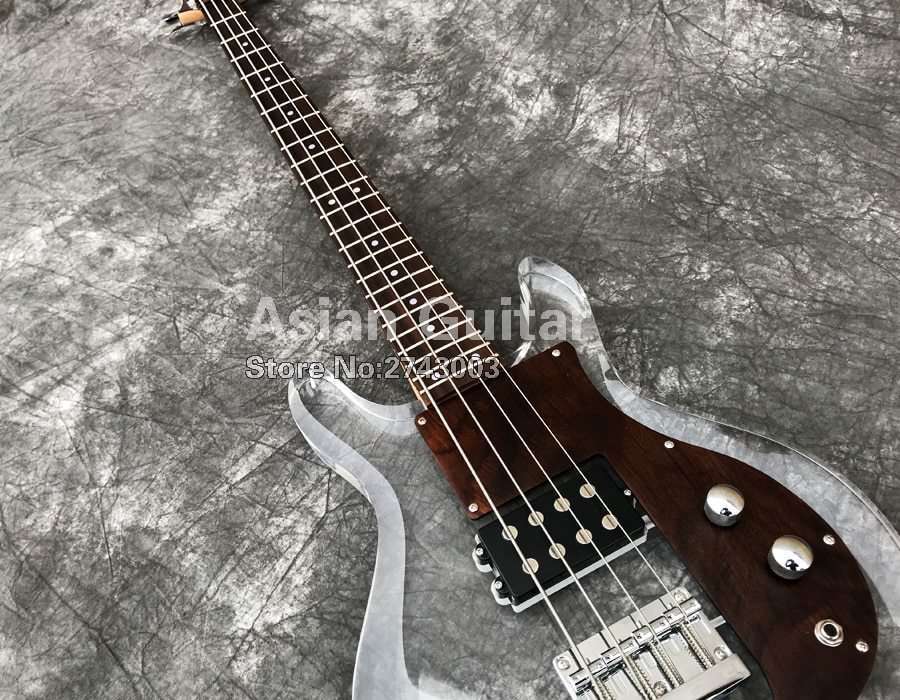 ZUWEI 4弦ベースアクリルボディDANアームストロングエレクトリックベースローズウッド指板、ベースギター
