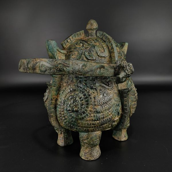 商周時期 古青銅鏨刻彫 獣尊古青銅器 蔵出 古賞物 中国古玩 置物擺件